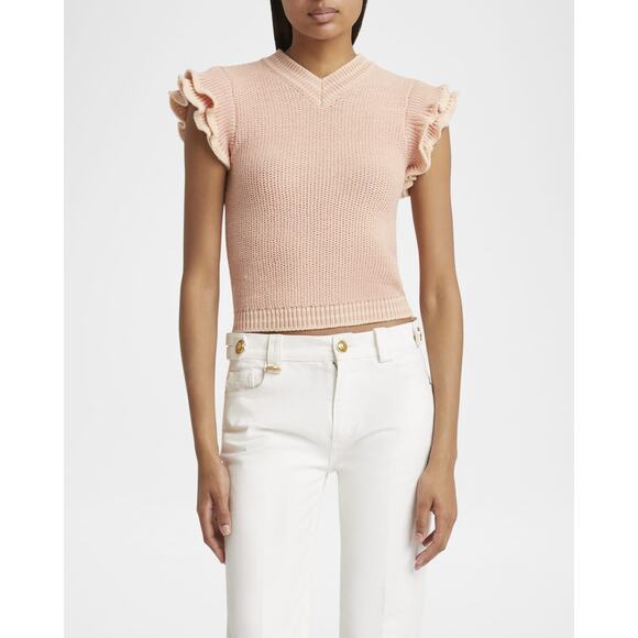 Chloe Short Sleeve Knit Top in Pinky Orange XS - Picture 3 of 9